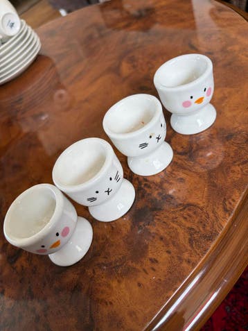 Leuke eierdopjes met dieren gezichtjes - 4 stuks