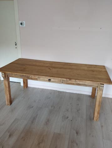 Houten eettafel met lade, 180x60 cm
