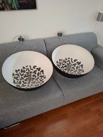 2x Disegnoluce Magica S 60 cm design hanglamp zwart / wit