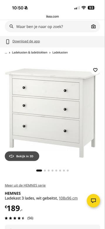 Gratis Hemnes ladekast 108x96 cm af te halen in Wijk bij Duu