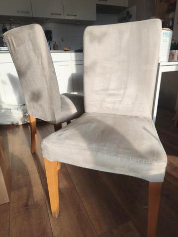 Eettafel stoelen 4 stuks beige uitwasbaar