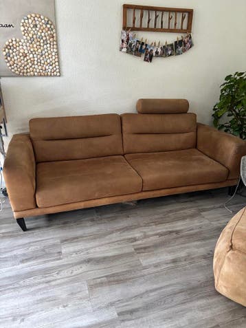 3 zits bank cognac kleur