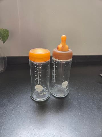 Hevea glazen baby flesjes met rubberen speen