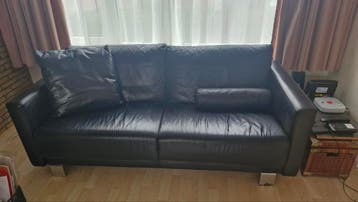 Comfortabel zwart leren bankstel - 2-zits
