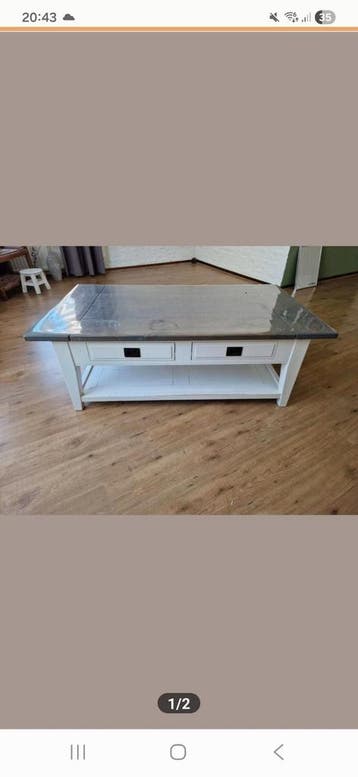 Landelijke salontafel met 4 lades en beschermplastic