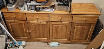 Grenen dressoir met lades en deuren