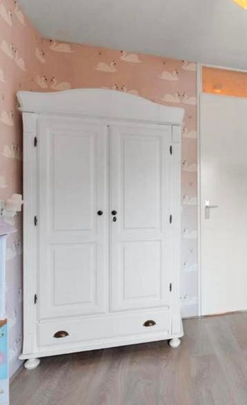 Witte Kinderkledingkast met Lade en Hangruimte