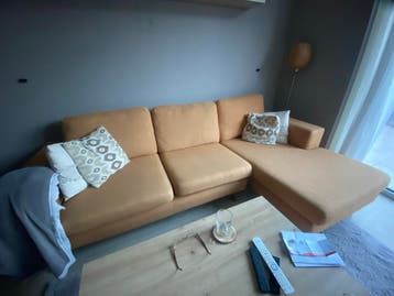 Gratis Hoekbank Cognac Kleur  met loungegedeelte