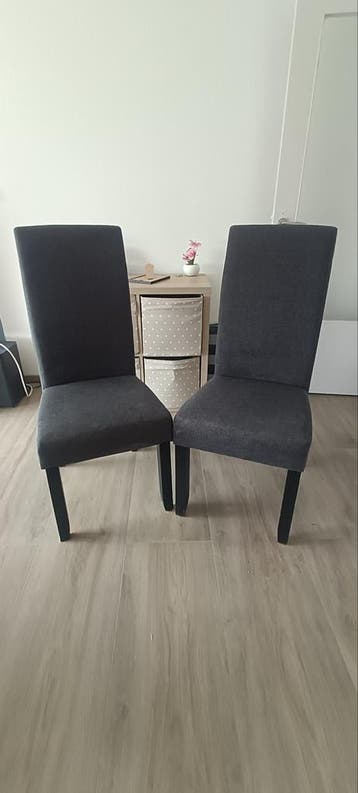 Set van 2 donkergrijze eetkamerstoelen