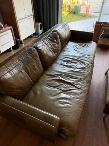 Brede vollederen 3-zits bank