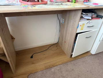 Bureau met lades en opbergruimte - Licht hout en wit