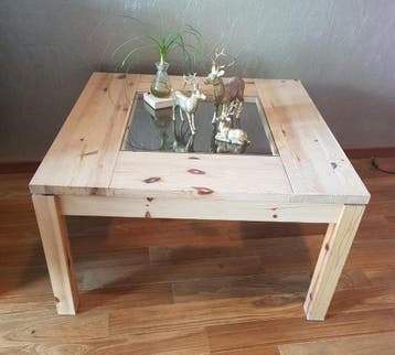 GRATIS houten salontafel koffietafel salon tafel glas