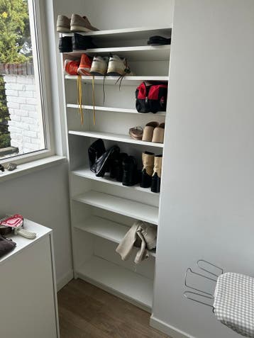 Witte houten schoenenkast - 80x200 cm - Verstelbare planken