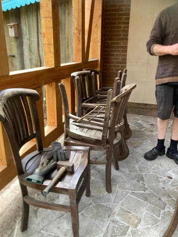 Set van 6 houten stoelen - Ideaal voor eetkamer of terras