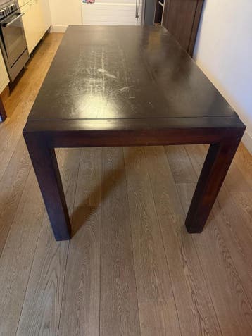 Eettafel donkerbruin 180x90cm