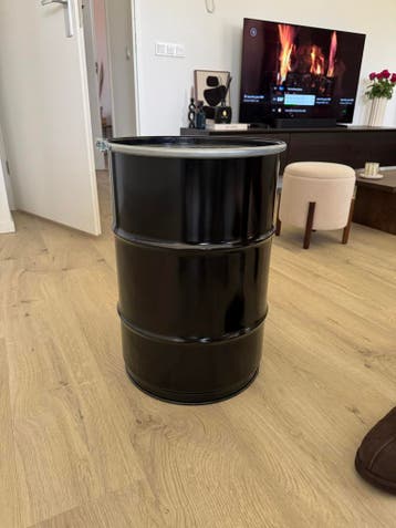 Zwart stalen vat met klemdeksel - 60 liter GRATIS AFHALEN