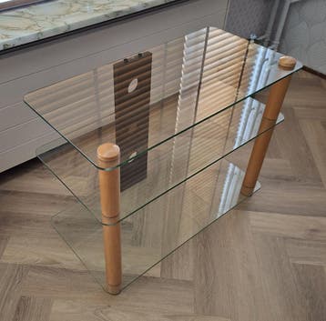 Gratis ophalen Glazen TV-kast met 3 niveaus voor apparatuur