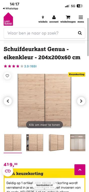 Kast met schuifdeuren Leen Bakker