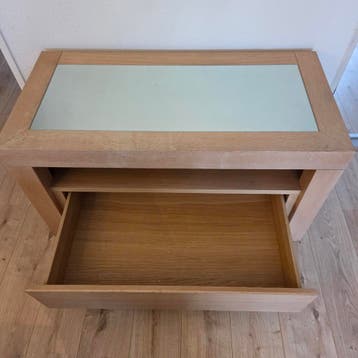 Salontafel met lade en glazen blad - gratis afhalen