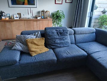 Hoekbank blauw gemêleerd