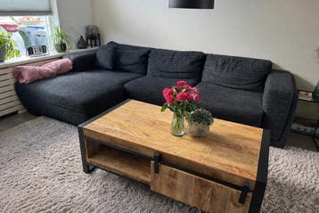 Donkergrijze hoekbank GRATIS af te halen