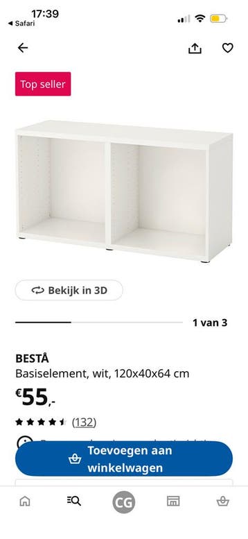 BESTA basiselement wit 120x40x64 (2 stuks)