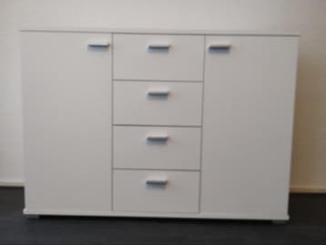 Witte kast met lades en deuren - 116,5x39x83 cm