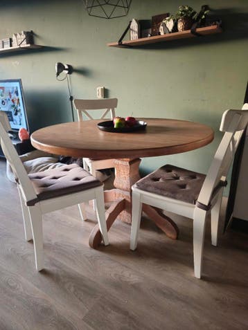 Ronde eikenhouten eettafel - 120 cm diameter