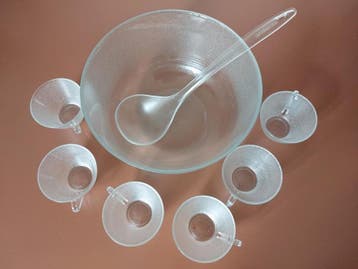 Matglazen sangria set: kom, 6 glazen en scheplepel