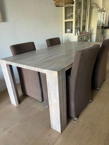 Massief houten eettafel incl. 4 stoelen gratis op te halen