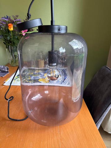 Moderne glazen hanglamp - Smoke grijs/paars