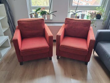 2 rode fauteuils  - moet nu weg!
