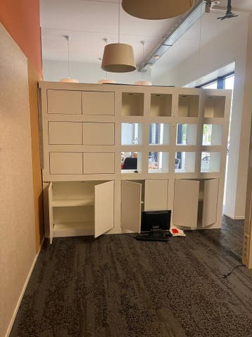 Grote 2-delige boekenkast/kantoorkast met verl. (280cm B.)