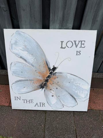 Canvas schilderij vlinder 'Love is in the air'