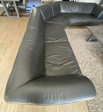 Gratis grijs leren hoekbank *GRATIS SNEL OPHALEN*