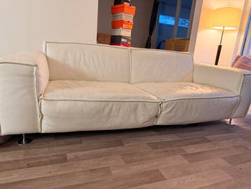 Comfortabele witte leren bank - 2-3 zits