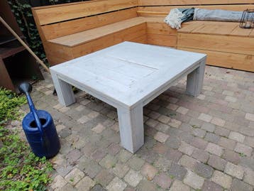 Whitewash salon tafel 105x105x40cm - Gratis af te halen