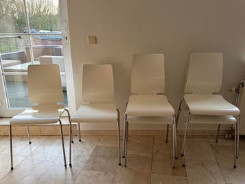 Set van 6 witte eetkamerstoelen