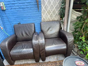 2 Bruine leren fauteuils - Gratis afhalen