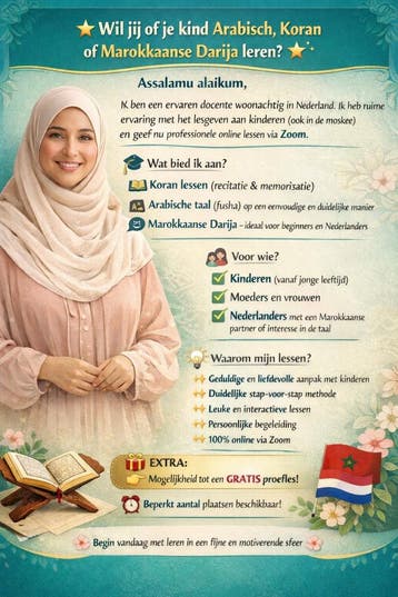 Wil jij of je kind Arabisch, Koran of Marokkaanse Darija ler