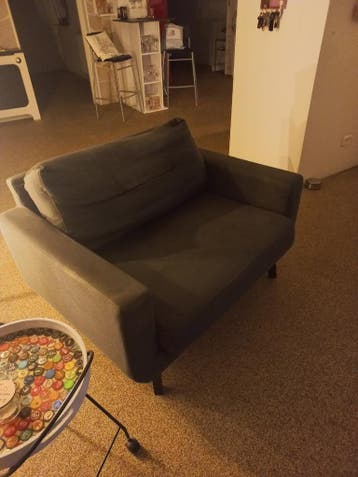 Comfortabele grijze fauteuil (Loveseat)