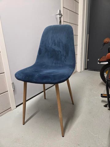 Gratis meenemen Set van 4 stoelen: blauw, bruin en grijs