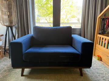 Donkerblauwe fluwelen fauteuil - Gratis ophalen