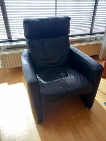 Comfortabele zwarte leren fauteuil