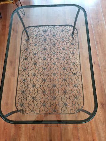 Salontafel glas met metalen onderstel