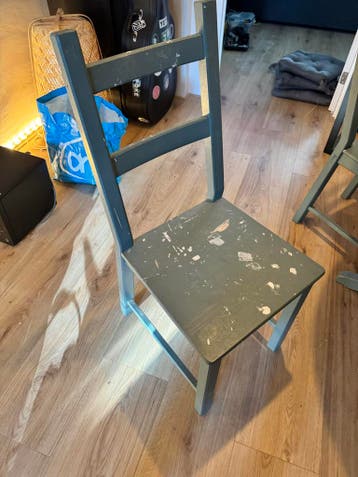 Ronde eettafel met 4 stoelen - Grijsgroen