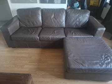 Bruin echt lederen Hoekbank GRATIS ophalen!!