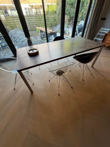 Eettafel 220x100cm met RVS frame