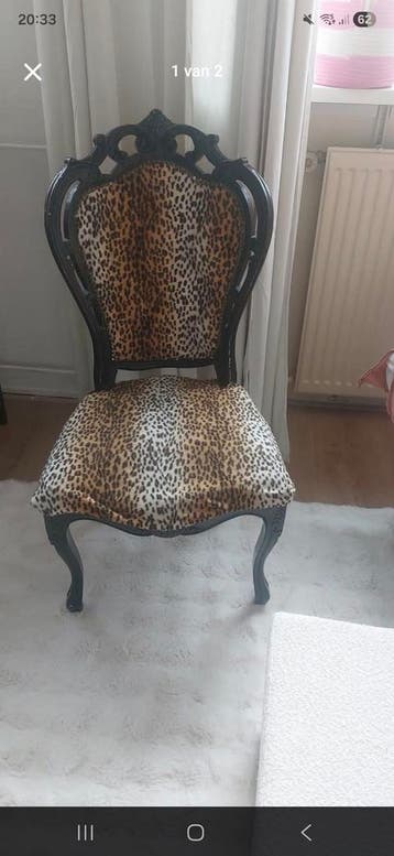 Barok stoel met luipaardprint gebruikt