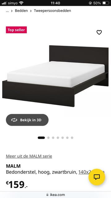 Ikea MALM bedonderstel inclusief lattenbodem